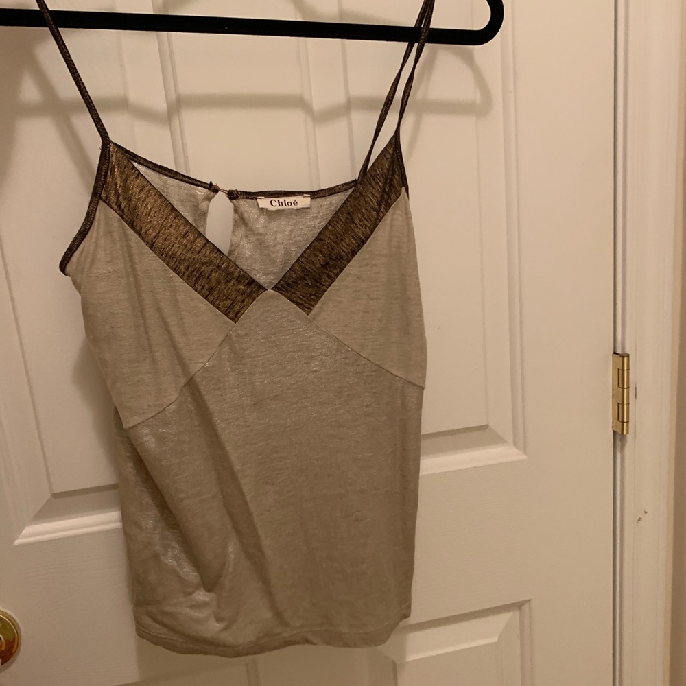 NWOT Chloe nude metallic tank